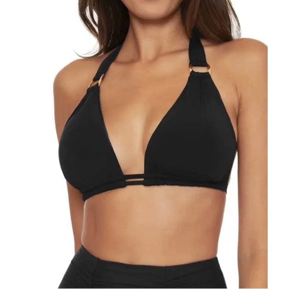 Becca black bikini top D cup NWT